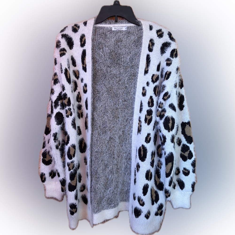 Leopard Print Open Front Sweater